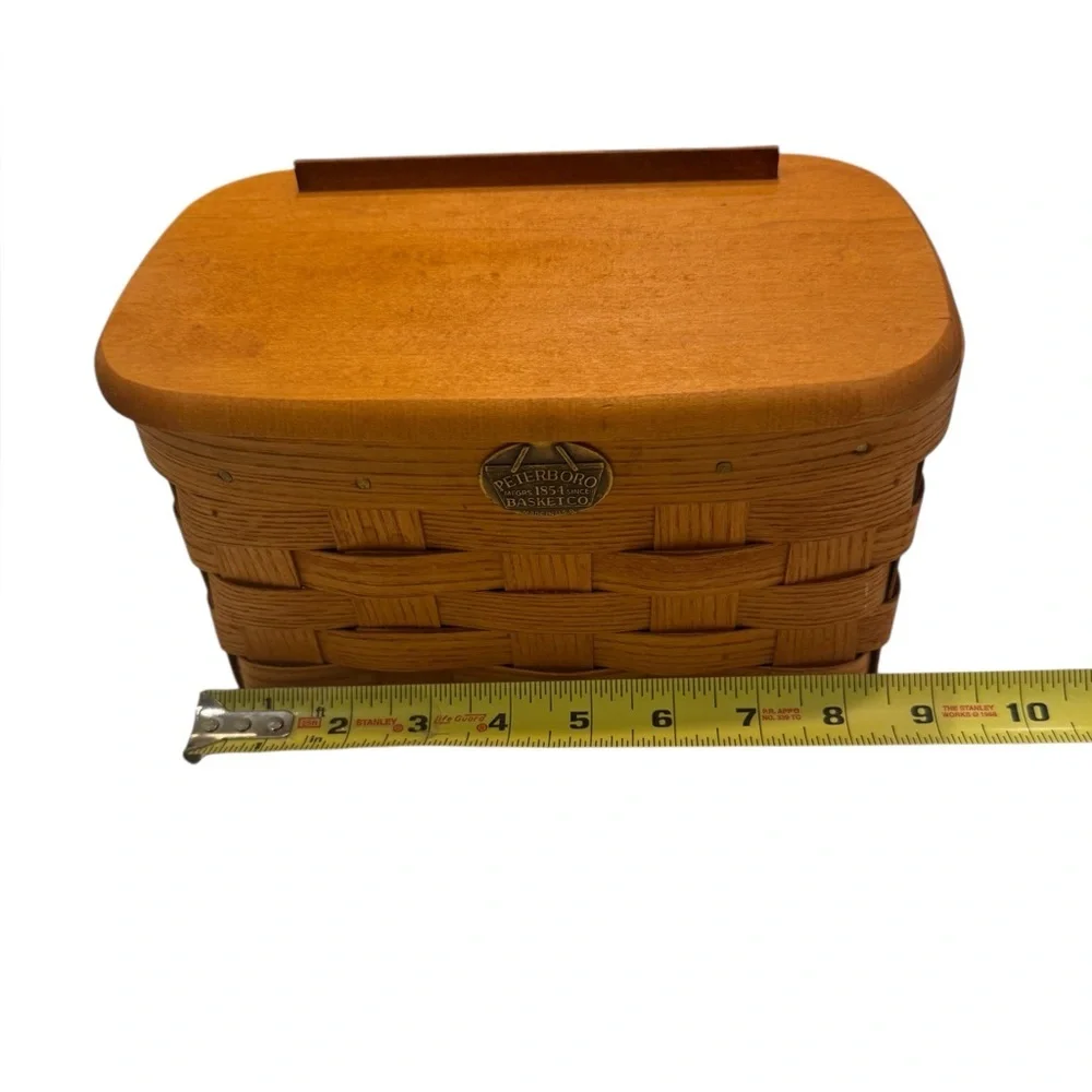 Peterboro Basket Co Rectangular Basket Woven Storage ASH with Lid USA